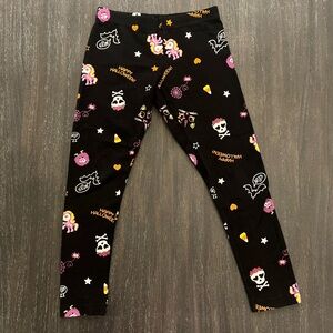 Celebrate Girls Black Halloween Pattern Leggings 6/6X